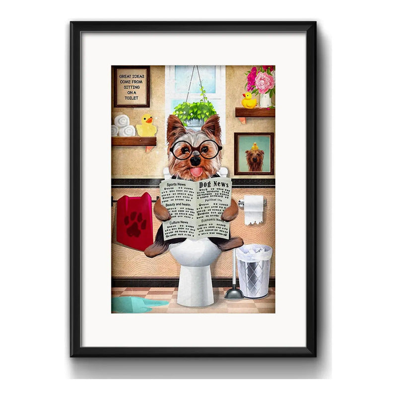 Cuadro Perro Yorkshire Baño Mascota Decoracion Con Paspartú