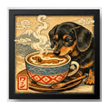 Cuadro Perro Salchicha Café Cocina Arte Japonés Coleccion Marco Negro
