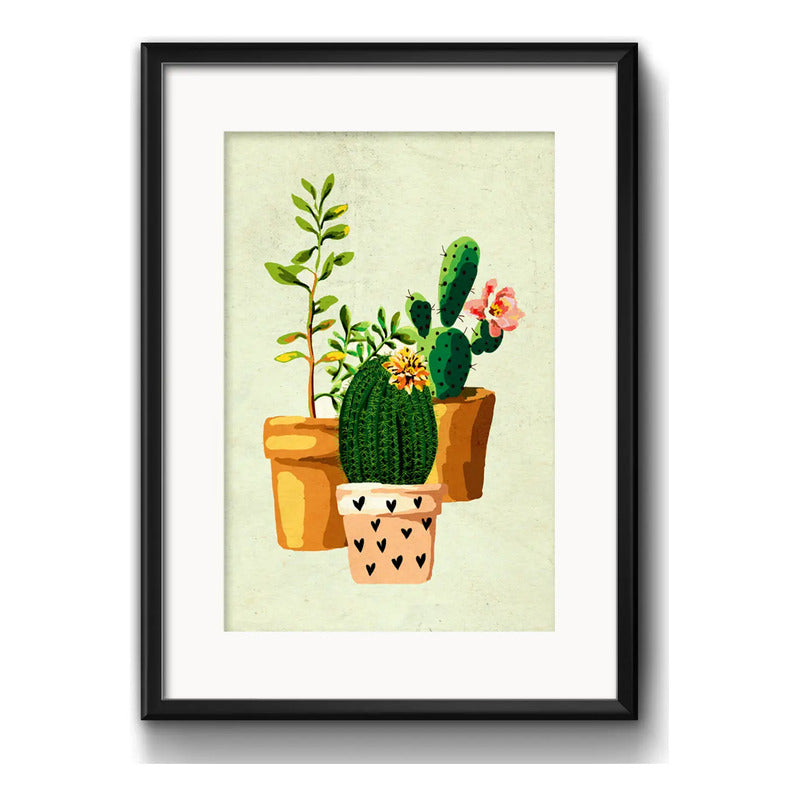 Cuadro Cactus Suculentas Pop Art Decoracion Con Paspartú