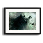 Cuadro Lobos Salvajes Blanco Y Negro Decoracion Con Paspartú Marco Negro