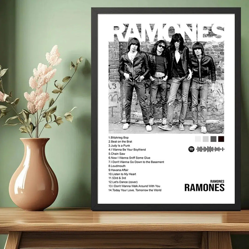 Cuadro Ramones Primero Album Spotify Canciones Punk Rock Marco Negro