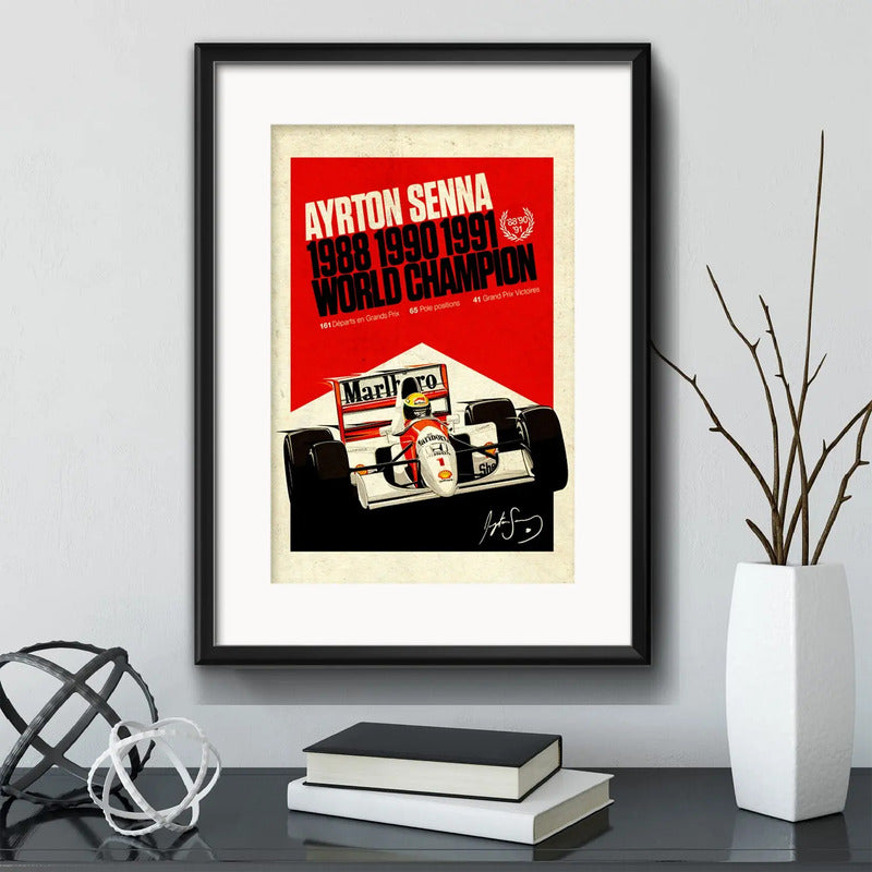 Cuadro Ayrton Senna Piloto Formula 1 Decoración Con Paspartu Ayrton Senna 1 Con Marco Negro