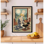 Cuadro Sailor Moon De Kimono Mate Cocina Anime Arte Japonés Marco Negro
