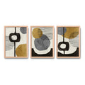 Set 3 Cuadros Dormitorio Living Boho Abstract Tonos Terrosos Marco Madera Natural Oak