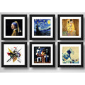 Set 6 Cuadros Obras Pintores Famosos Van Gogh Klimt 33x33cm Marco Negro
