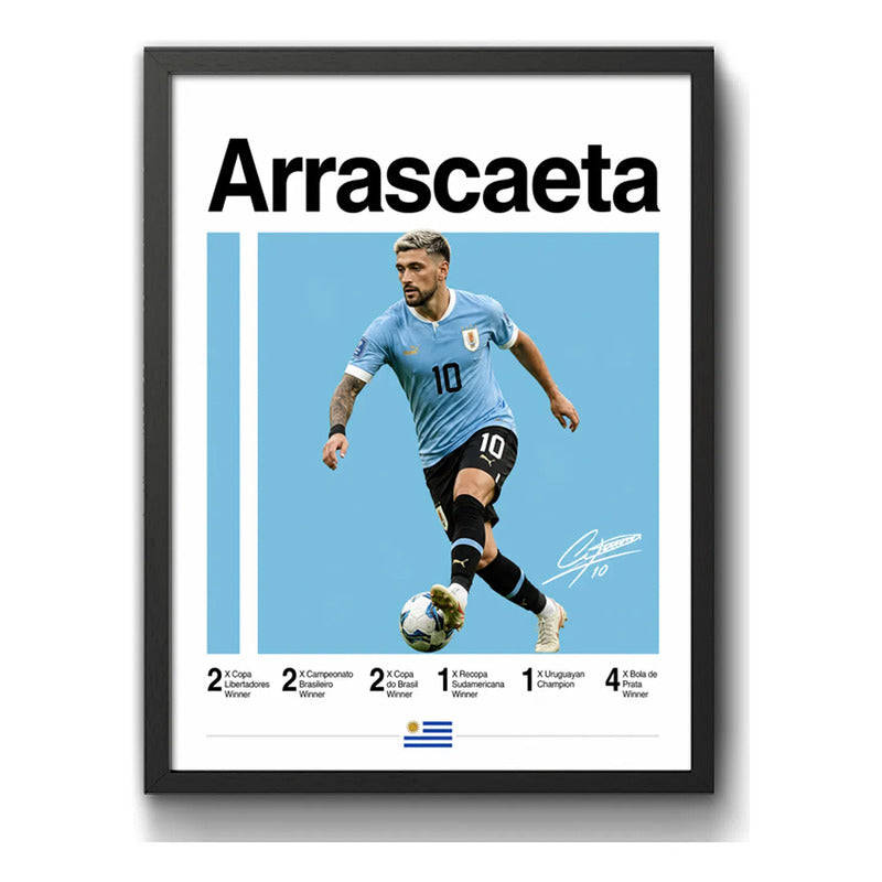 Cuadro Arrascaeta Jugador Fútbol Logros Signature Deportes Marco Negro