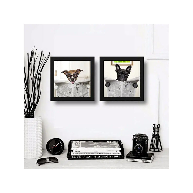 Set 2 Cuadros Perro Baño Mascota Diario Decoracion Pet Brs03