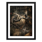 Cuadro Medieval Batalla Caballeros Armadura Arte Vintage Marco Negro