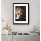 Cuadro Rembrandt Estilo Arte Barroco 53x43cm Con Paspartú La Tormenta En El Mar De Galilea Con Marco Negro