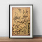 Cuadro Mapa Medieval El Señor De Los Anillos Con Paspartú Marco Negro