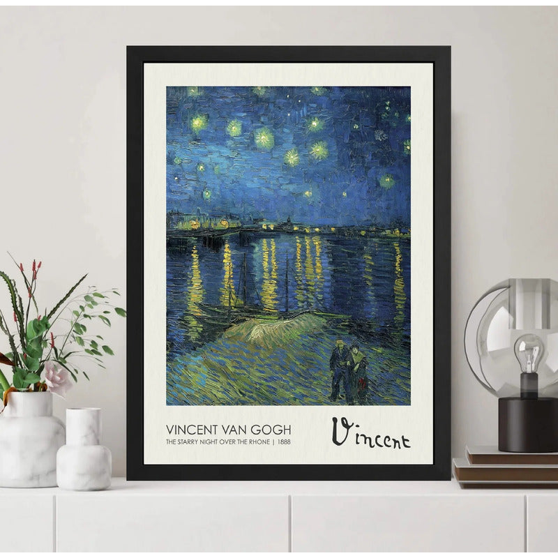 Cuadro Noche Estrellada Sobre El Ródano Van Gogh Signature Marco Negro