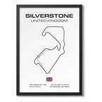 Cuadro Pistas De Carreras Autodromo Formula 1 Minimalista Silverstone Reino Unido Marco Negro