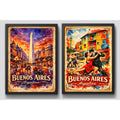 Set 2 Cuadros Buenos Aires Argentina La Boca Tango Retro Marco Negro