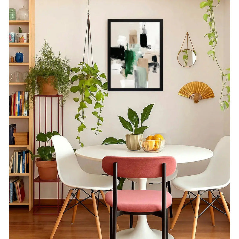Cuadro Dormitorio Living Boho Arte Abstracto Tierra Urbana Marco Negro