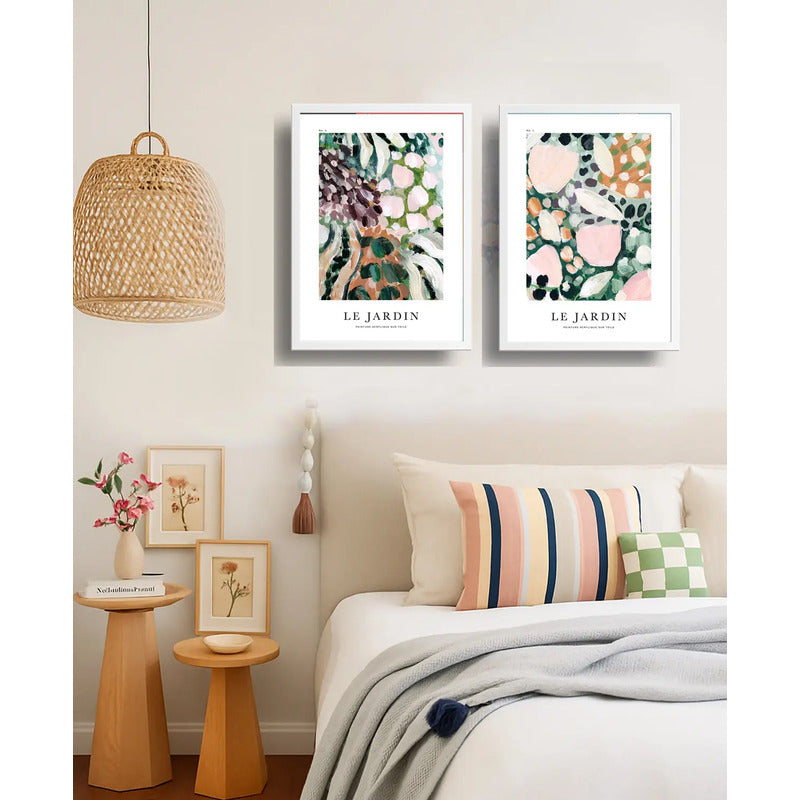 Set 2 Cuadros Dormitorio Living Le Jardin Botanico Paris Marco Blanco