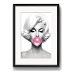 Cuadro Marilyn Monroe Chicle Blanco Y Negro Con Paspartu