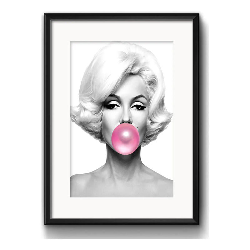 Cuadro Marilyn Monroe Chicle Blanco Y Negro Con Paspartu