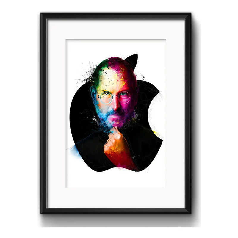 Cuadro Steve Jobs Colors Apple Decoracion Con Paspartú Marco Negro