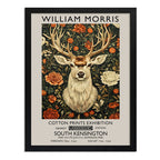 Cuadro Ciervo William Morris Arte Botanico Flores Exposición Marco Negro