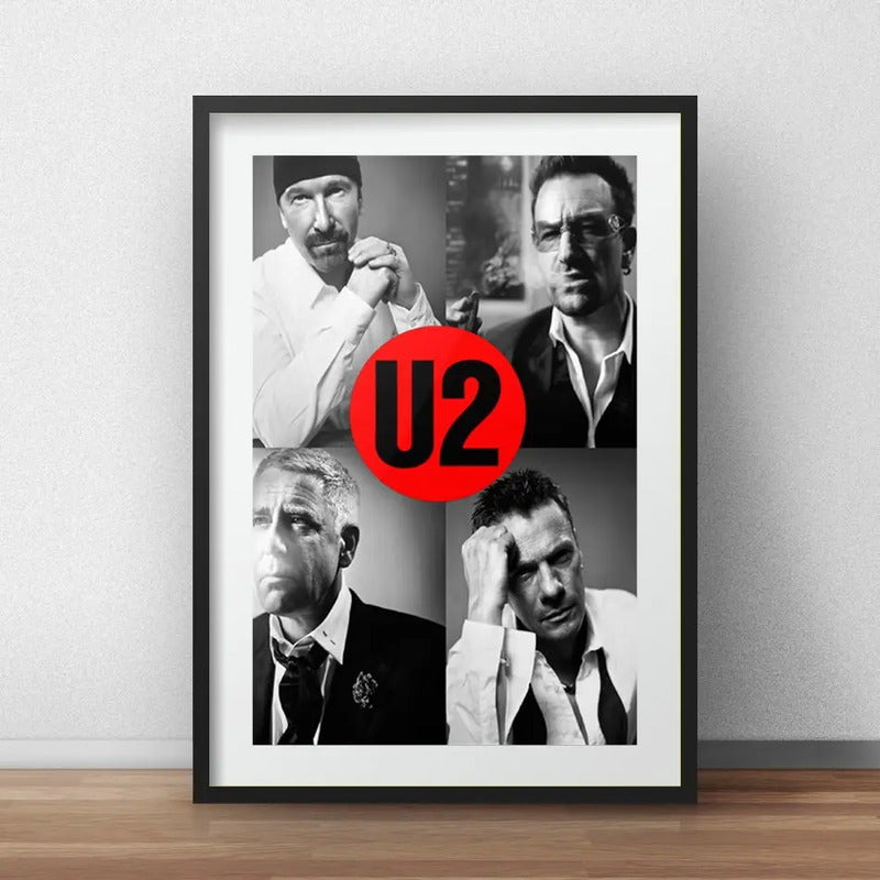 Cuadro U2 Banda Rock Musica Brs1 Decoracion Con Paspartú Marco Negro