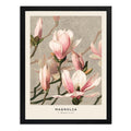 Cuadro Dormitorio Living Magnolia Rosa Flores Botanico Arte Marco Negro