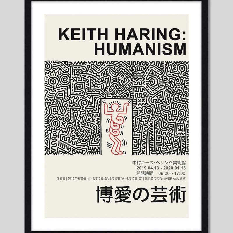 Cuadro Keith Haring Humanism Arte Obra Pintor Decoracion Marco Negro