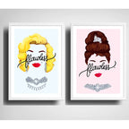 Set 2 Cuadros Marilyn Monroe Audrey Hepburn Arte Minimalista