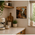 Cuadro Living Comedor Cocina Café Paris Jirafa 33x33cm Marco Blanco