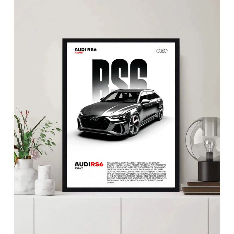 Cuadro Audi Rs6 Avant Auto Modelo Coche Deportivo Decoracion Marco Negro