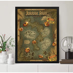 Cuadro Jurassic Park Mapa De Isla Nublar Dinosaurio Pelicula Marco Negro