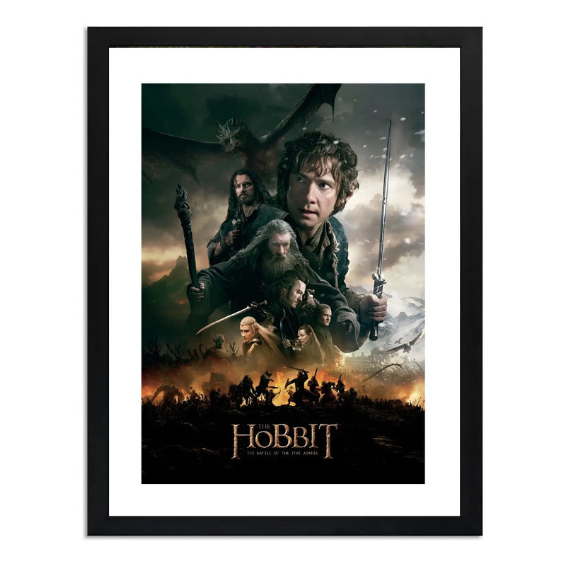 Cuadro El Hobbit La Batalla De Los Cinco Ejércitos Pelicula Marco Negro