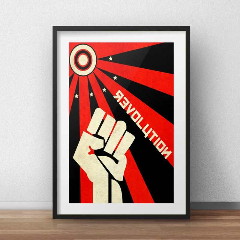 Cuadro Revolución Rusa 1917 Brs1 Decoracion Con Paspartu Marco Negro