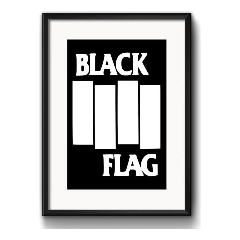 Cuadro Black Flag Hardcore Punk Rock Decoracion Con Paspartú Marco Negro