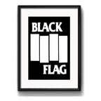 Cuadro Black Flag Hardcore Punk Rock Decoracion Con Paspartú Marco Negro