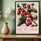 Cuadro Dormitorio Living Marché D'hiver Flores Bayas Arte Marco Negro