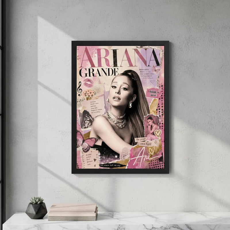 Cuadro Ariana Grande Canciones Y Elementos Musica Pop Marco Negro