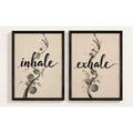 Set 2 Cuadros Inhale Exhale Motivacional Botanico Eucalipto Marco Negro
