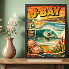 Cuadro Surf Jeffreys Bay Arte Retro Olas Famosas Del Mundo Marco Negro