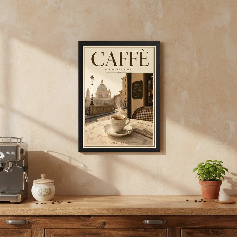 Cuadro Café Roma Il Piaciere Italiano Cocina Retro Vintage Marco Negro