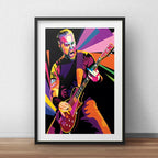 Cuadro James Hetfield Pop Art Metallica Rock Con Paspartú Marco Negro