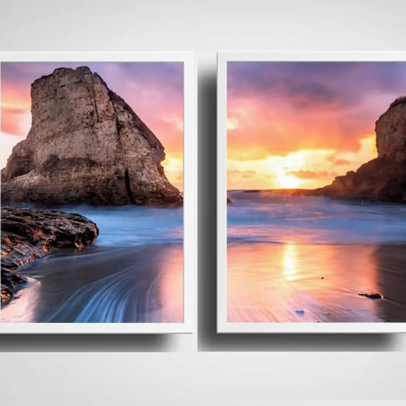 Set 2 Cuadros Playa Mar Sol Piedras Paisajes Arte Decoracion