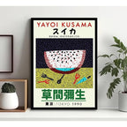 Cuadro Yayoi Kusama Minimalista Arte Con Marco Y Vidrio Yayoi Kusama 9 Negro