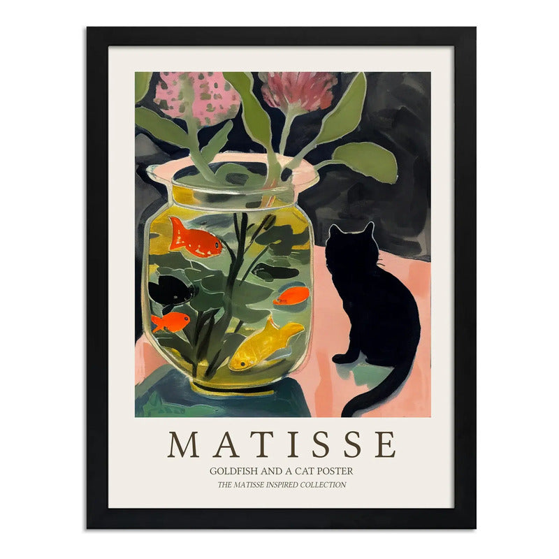 Cuadro Dormitorio Living Matisse Gato Pez Dorado Exposicion Marco Negro