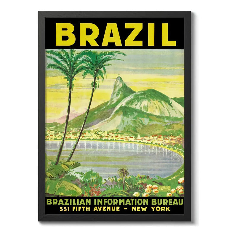 Cuadro Ciudades Vintage Retro Espana Francia Brasil China Rio De Janeiro Brasil Vintage Marco Negro