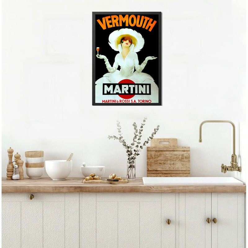 Cuadro Vermut Martini Vermouth Licor Retro Cocina Decoracion Marco Negro