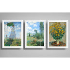 Set 3 Cuadros Living Dormitorio Claude Monet Classics Arte Marco Blanco