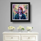 Cuadro Kurt Cobain Street Art Nirvana Rock Musica - 33x33cm Marco Negro