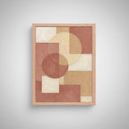 Cuadro Living Dormitorio Boho Abstracto Rosa Beige Nude Marco Madera Natural Oak