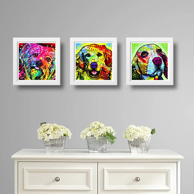 Set 3 Cuadros Perro Pop Art Colors Razas Mascotas Decoracion