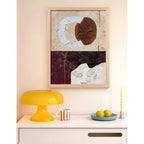 Cuadro Dormitorio Living Boho Abstracto B1 Tono Terroso Oak Marco Marrón Claro